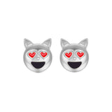 Dog Head Emoji Women Stud Earrings-Shelfies-Silver-one-size-| All-Over-Print Everywhere - Designed to Make You Smile