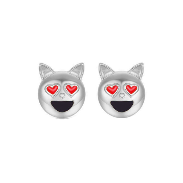 Dog Head Emoji Women Stud Earrings-Shelfies-Silver-one-size-| All-Over-Print Everywhere - Designed to Make You Smile