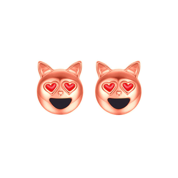 Dog Head Emoji Women Stud Earrings-Shelfies-Rose Gold-one-size-| All-Over-Print Everywhere - Designed to Make You Smile