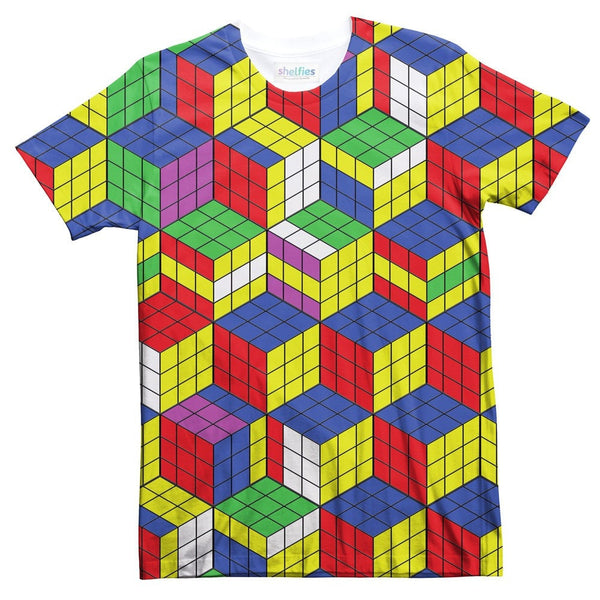Rubik's Cube Invasion T-Shirt-Shelfies-| All-Over-Print Everywhere - Designed to Make You Smile