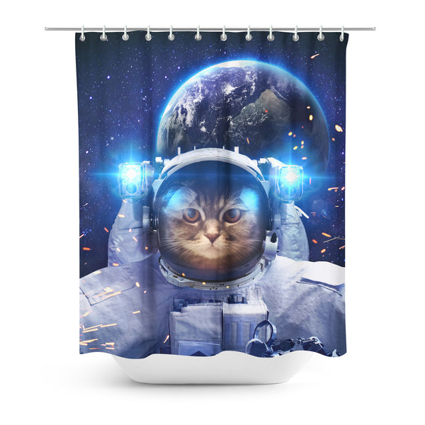 Astronaut Cat Shower Curtain-Gooten-| All-Over-Print Everywhere - Designed to Make You Smile