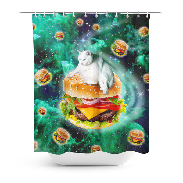 Hamburger Cat Shower Curtain-Gooten-| All-Over-Print Everywhere - Designed to Make You Smile
