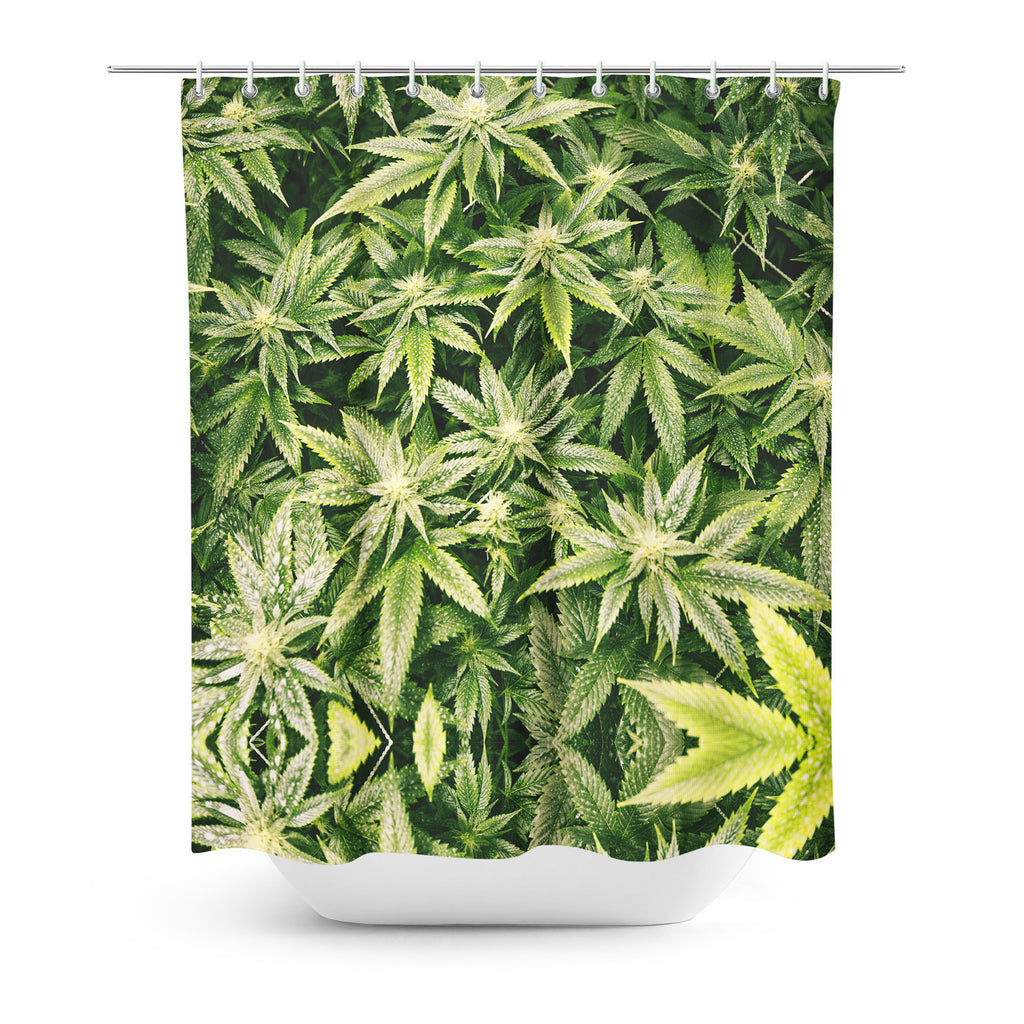 Kush Leaves Shower Curtain-Gooten-| All-Over-Print Everywhere - Designed to Make You Smile
