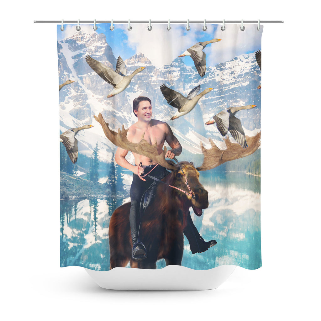 Moosin' Trudeau Shower Curtain-Gooten-| All-Over-Print Everywhere - Designed to Make You Smile