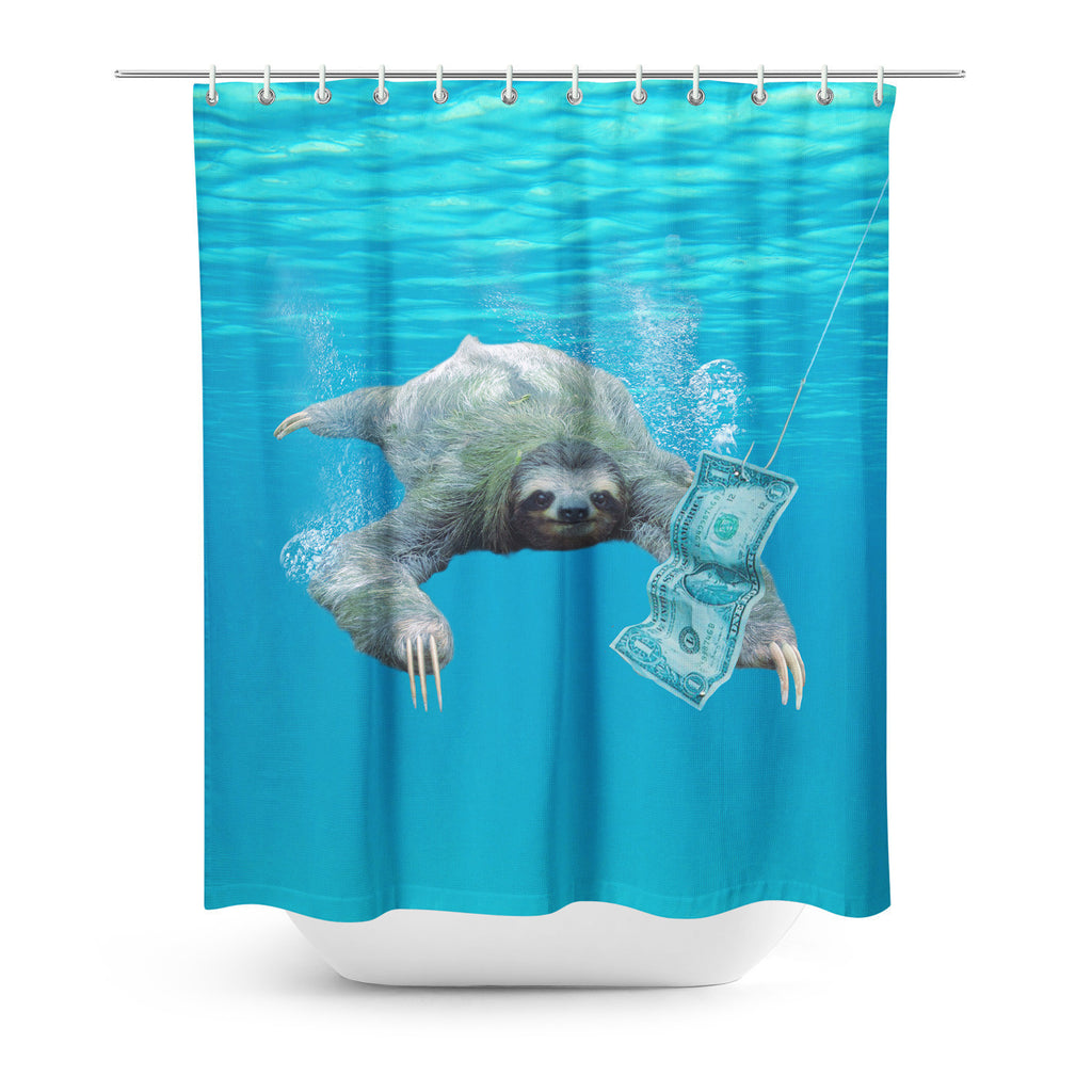 Nirvana Sloth Shower Curtain-Gooten-| All-Over-Print Everywhere - Designed to Make You Smile