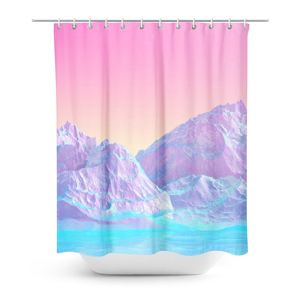 Pastel Mountains Shower Curtain-Gooten-| All-Over-Print Everywhere - Designed to Make You Smile