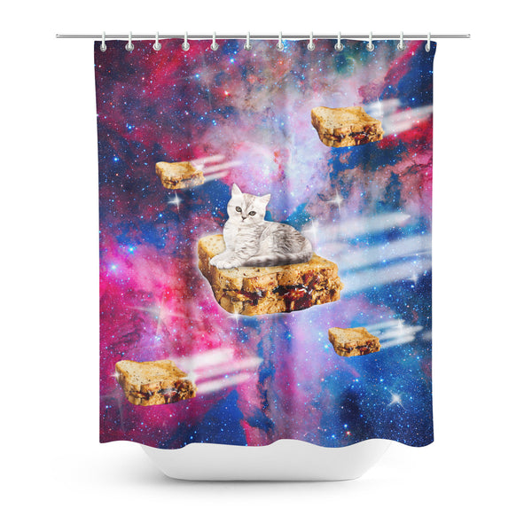 PB&J Galaxy Cat Shower Curtain-Gooten-| All-Over-Print Everywhere - Designed to Make You Smile