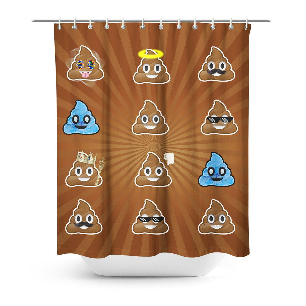 Poo Emoji Shower Curtain-Gooten-One Size-| All-Over-Print Everywhere - Designed to Make You Smile