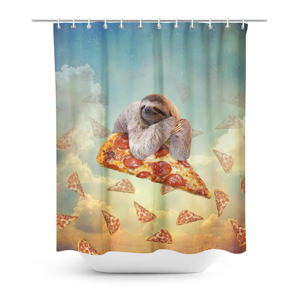 Sloth Pizza Shower Curtain-Gooten-| All-Over-Print Everywhere - Designed to Make You Smile