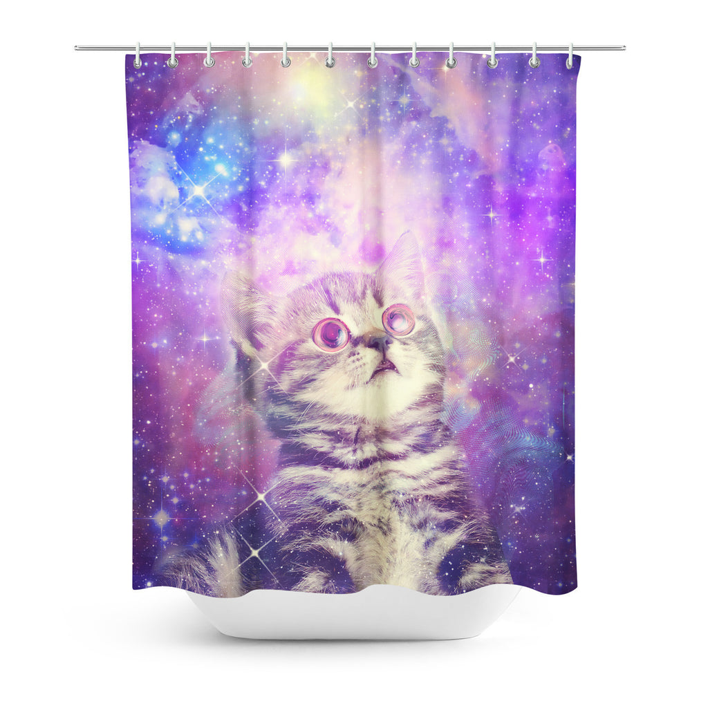 Trippin' Kitty Kat Shower Curtain-Gooten-| All-Over-Print Everywhere - Designed to Make You Smile