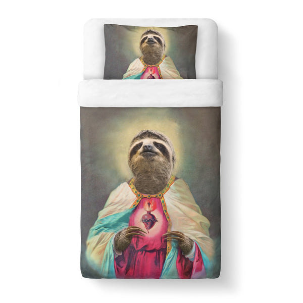 Sloth Jesus Duvet Cover-Gooten-Twin-| All-Over-Print Everywhere - Designed to Make You Smile