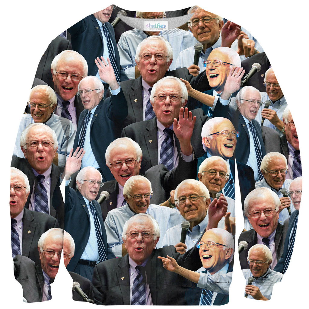 Bernie Sanders Face Sweater-Shelfies-| All-Over-Print Everywhere - Designed to Make You Smile