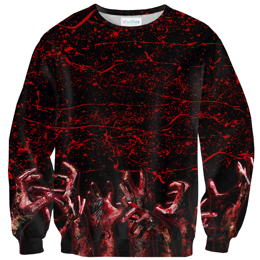 Bloody Hands Sweater-Shelfies-| All-Over-Print Everywhere - Designed to Make You Smile