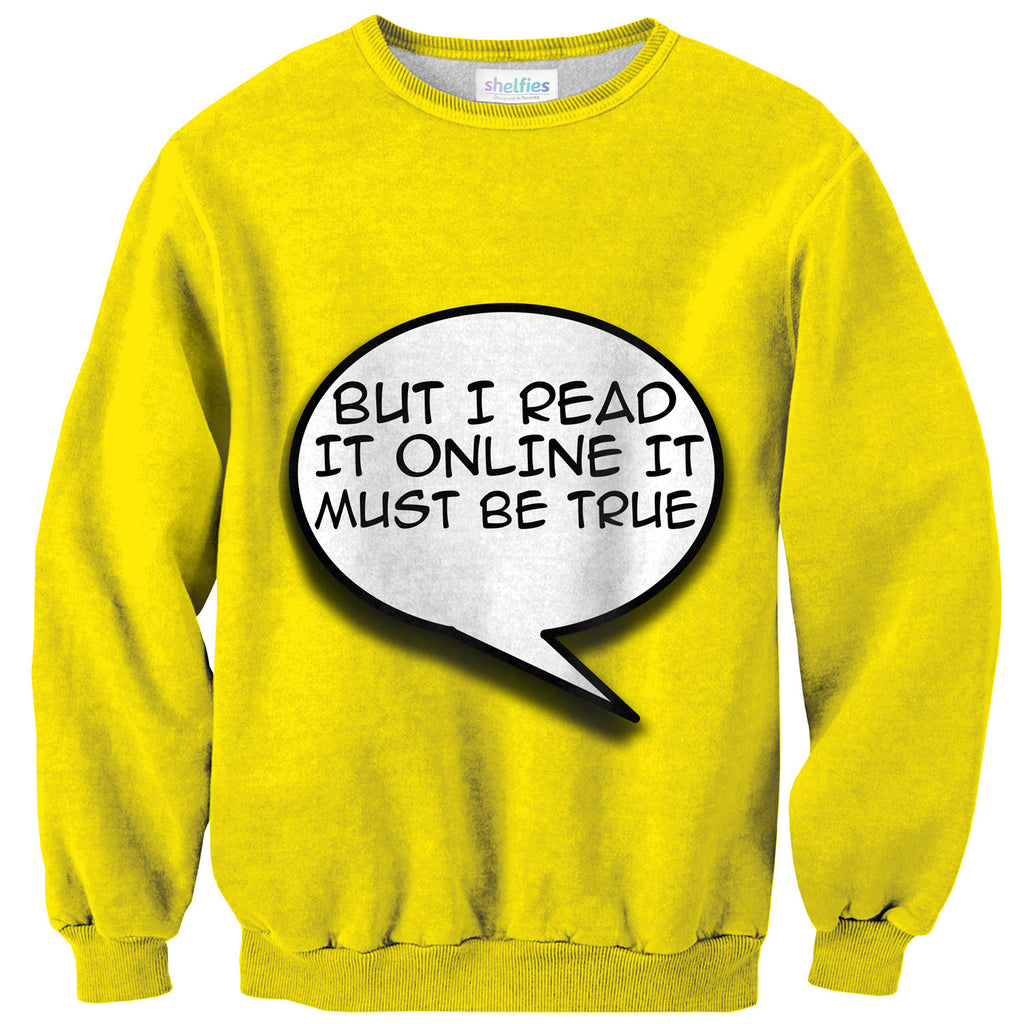 But I Read It Online It Must Be True Sweater-Shelfies-| All-Over-Print Everywhere - Designed to Make You Smile