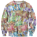 Canadian Money Sweater-Subliminator-| All-Over-Print Everywhere - Designed to Make You Smile