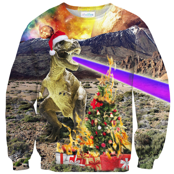Christmas Dino Sweater-Shelfies-| All-Over-Print Everywhere - Designed to Make You Smile