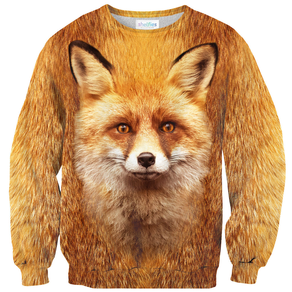 Fox Face Sweater-Shelfies-| All-Over-Print Everywhere - Designed to Make You Smile