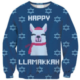 Happy Llamakkah Sweater-Shelfies-| All-Over-Print Everywhere - Designed to Make You Smile