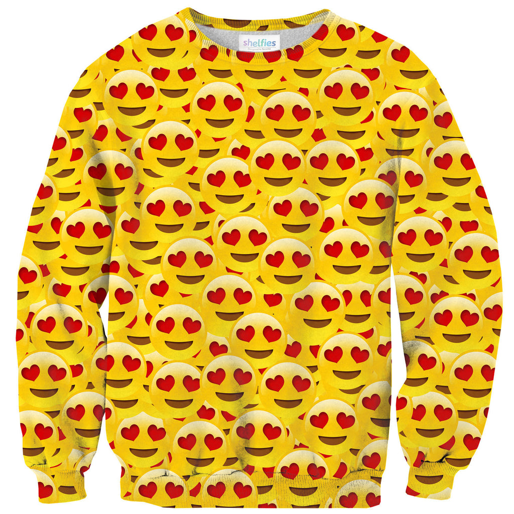 Heart Eyes Emoji Invasion Sweater-Shelfies-| All-Over-Print Everywhere - Designed to Make You Smile