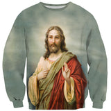 Holy Jesus Sweater-Shelfies-| All-Over-Print Everywhere - Designed to Make You Smile