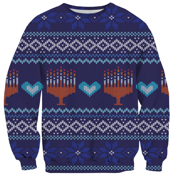 Menorah Sweater-Shelfies-| All-Over-Print Everywhere - Designed to Make You Smile