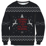 Merry X-Mas Ya Filthy Animal Sweater-Shelfies-| All-Over-Print Everywhere - Designed to Make You Smile