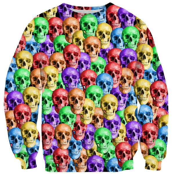 Rainbow Skulls Invasion Sweater-Shelfies-| All-Over-Print Everywhere - Designed to Make You Smile