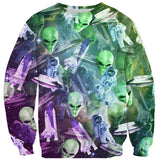 Space Invasion Sweater-Shelfies-| All-Over-Print Everywhere - Designed to Make You Smile