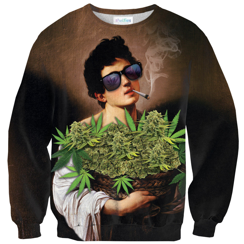 The Boy With A Basket Of Weed Sweater-Shelfies-| All-Over-Print Everywhere - Designed to Make You Smile