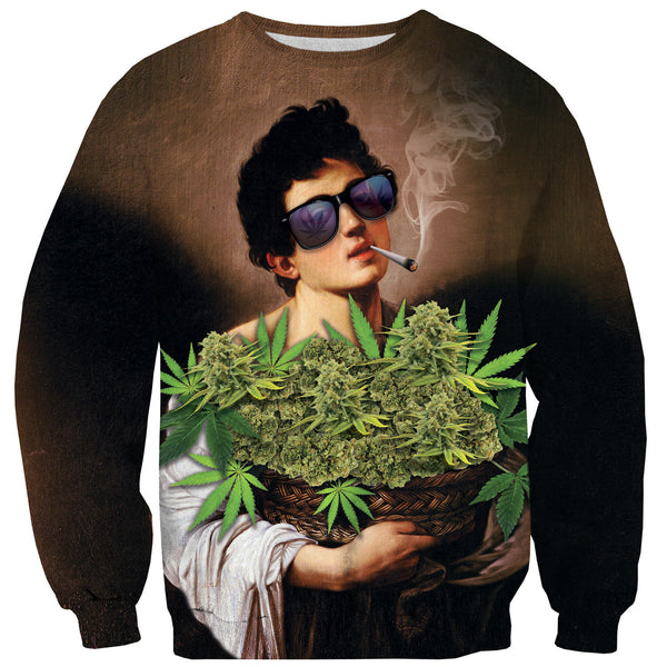 The Boy With A Basket Of Weed Sweater-Shelfies-| All-Over-Print Everywhere - Designed to Make You Smile