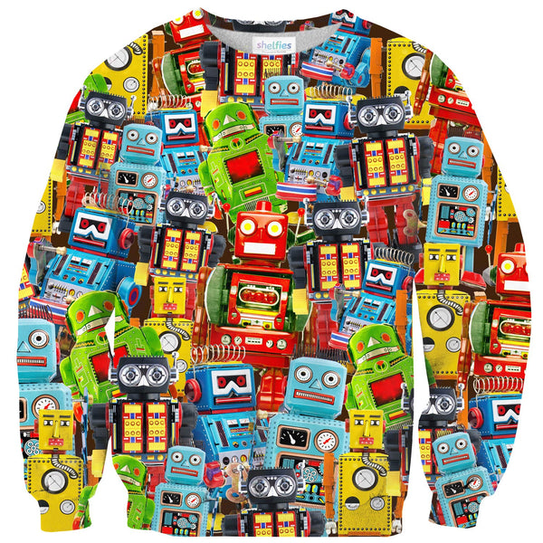 Toy Robot Sweater-Shelfies-| All-Over-Print Everywhere - Designed to Make You Smile