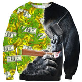 Trap Smoking Gorilla Sweater-Shelfies-| All-Over-Print Everywhere - Designed to Make You Smile