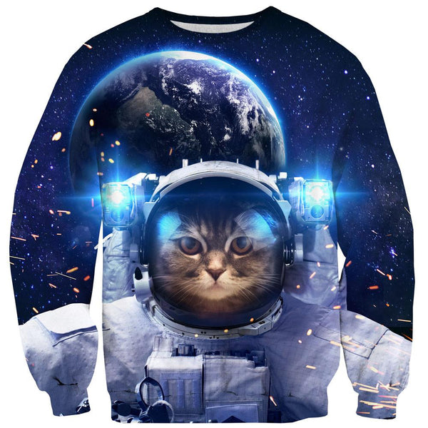 Astronaut Cat Sweater-Subliminator-| All-Over-Print Everywhere - Designed to Make You Smile