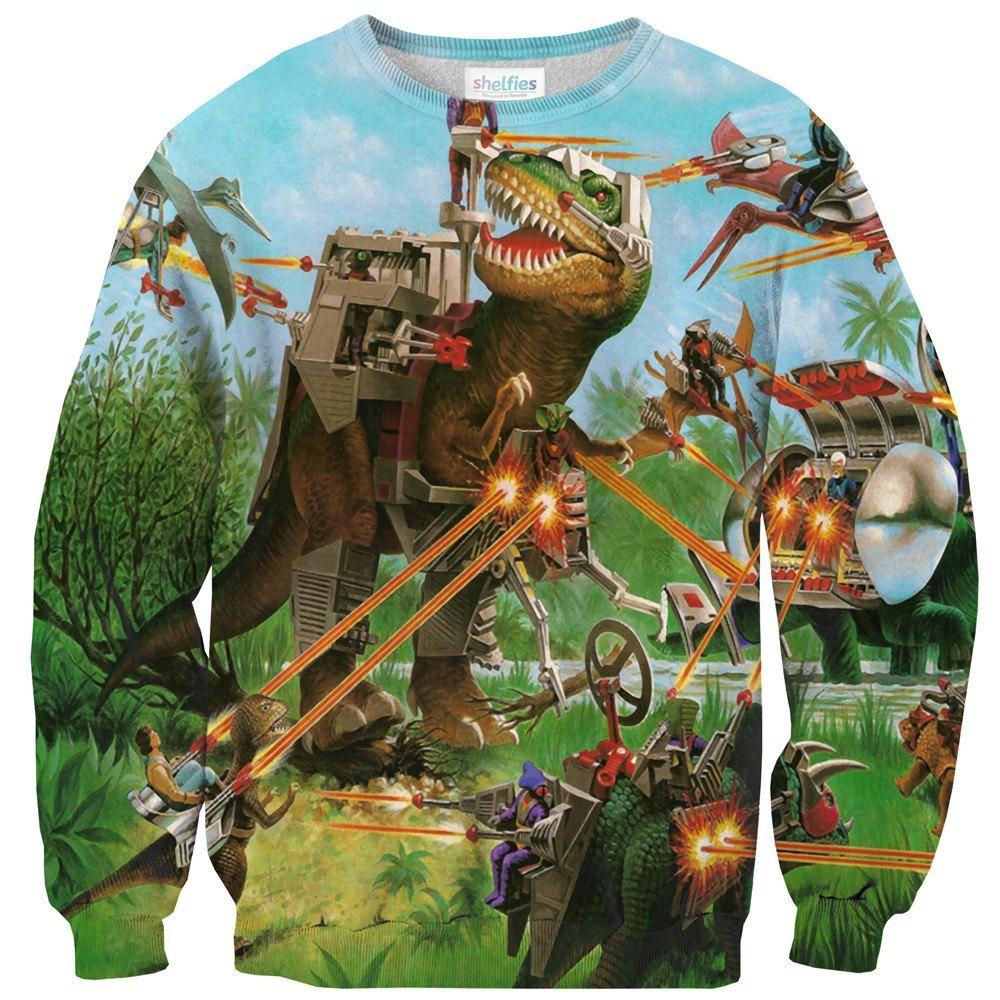 Subliminator Dinosaur Hoodie - Crayon Dinosaurs - Jurassic Apparel Hoodie M