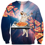 DJ Pizza Cat Sweater-Subliminator-| All-Over-Print Everywhere - Designed to Make You Smile