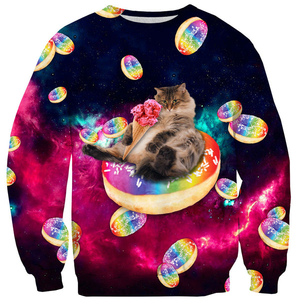 Donut Cat-astrophy Sweater-Shelfies-| All-Over-Print Everywhere - Designed to Make You Smile