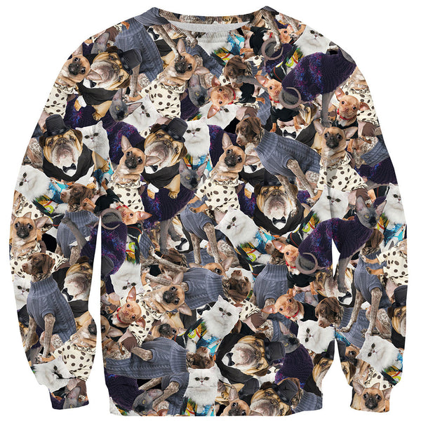 Fashion Pets Invasion Sweater-Shelfies-| All-Over-Print Everywhere - Designed to Make You Smile