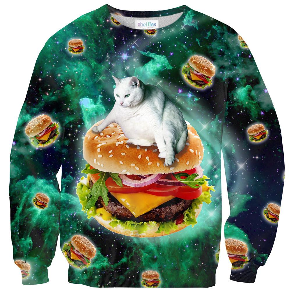 Hamburger Cat Sweater-Subliminator-| All-Over-Print Everywhere - Designed to Make You Smile