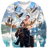 Moosin' Trudeau Sweater-Subliminator-| All-Over-Print Everywhere - Designed to Make You Smile