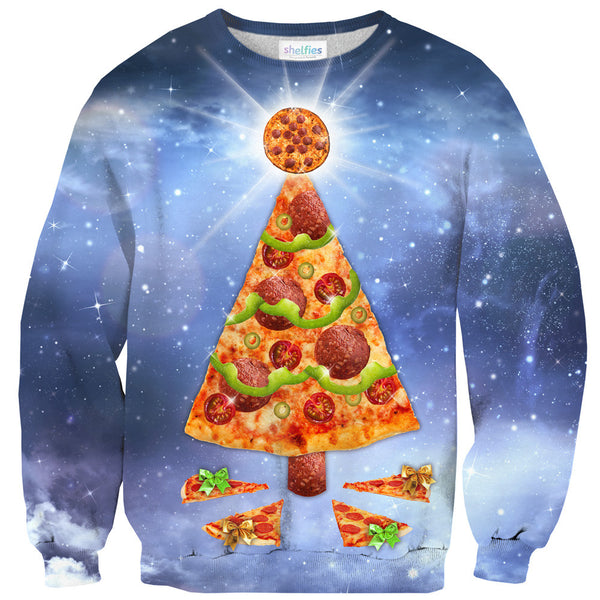 Pizza Christmas Tree Sweater-Shelfies-| All-Over-Print Everywhere - Designed to Make You Smile