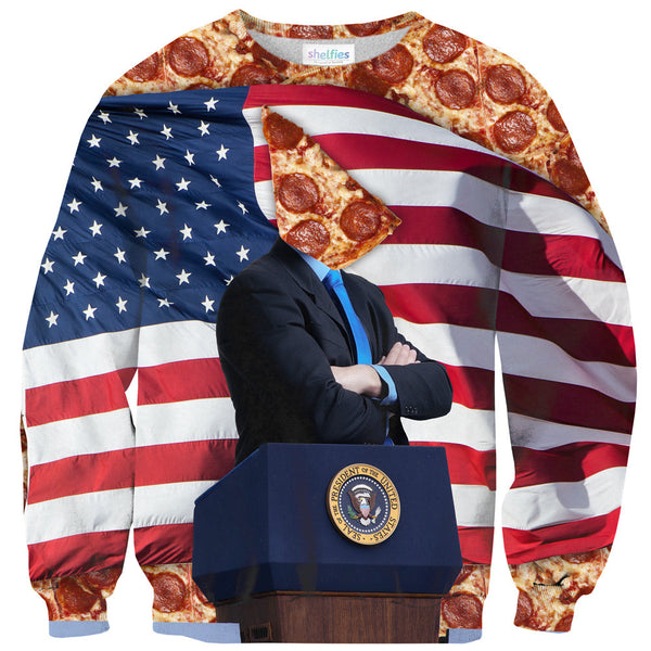Pizza for President Sweater-Shelfies-| All-Over-Print Everywhere - Designed to Make You Smile