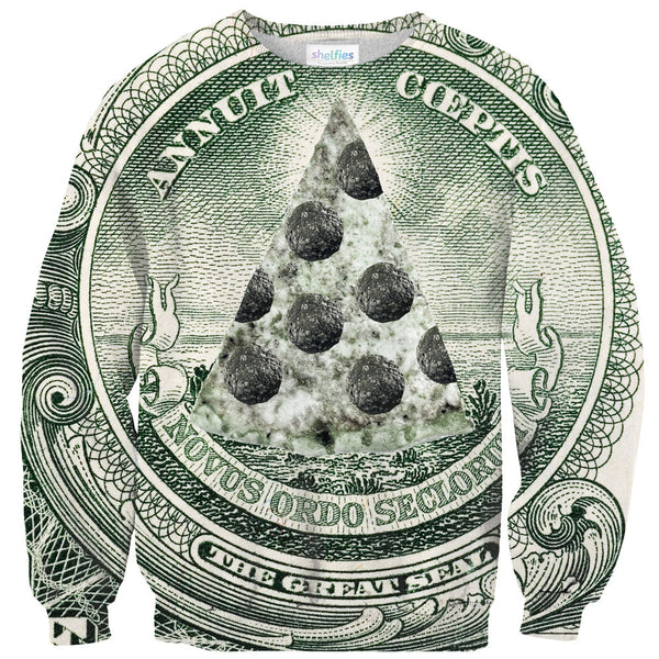Pizza Illuminati Sweater-Shelfies-| All-Over-Print Everywhere - Designed to Make You Smile