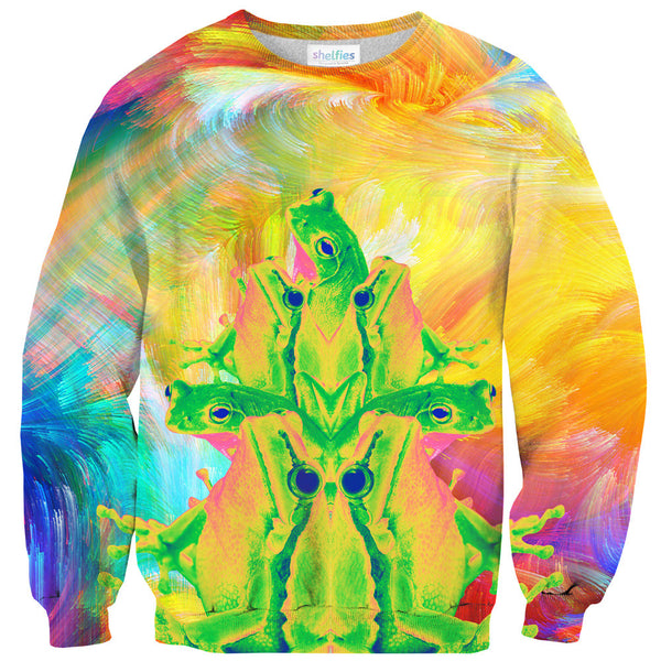Trippin' Froggy Frog Sweater-Shelfies-| All-Over-Print Everywhere - Designed to Make You Smile