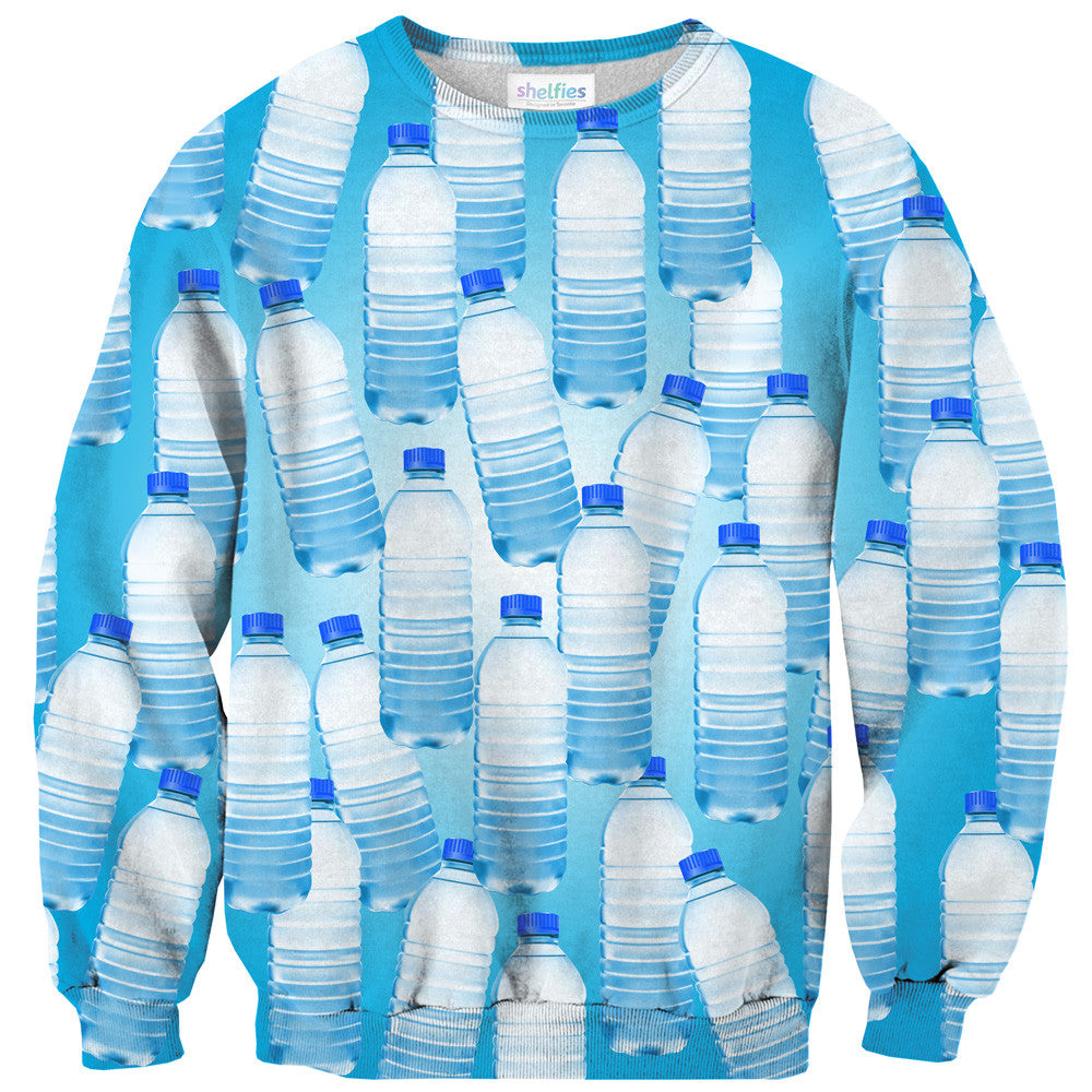 Water Bottle Invasion Sweater-Shelfies-| All-Over-Print Everywhere - Designed to Make You Smile