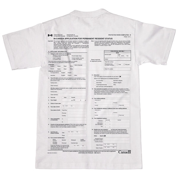 Canadian Immigration Form T-Shirt-Shelfies-| All-Over-Print Everywhere - Designed to Make You Smile