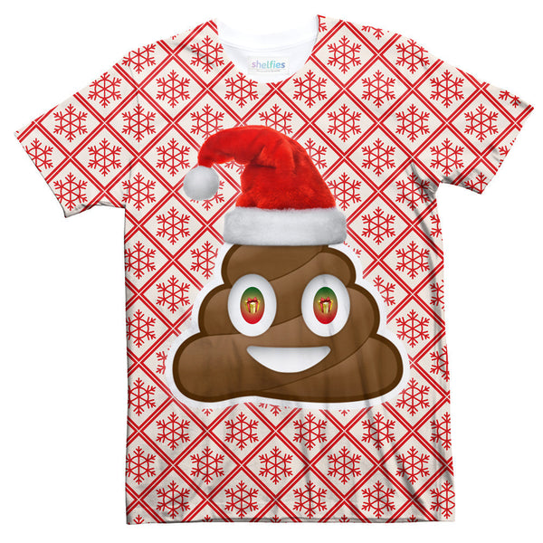 Christmas Poo Emoji T-Shirt-Shelfies-| All-Over-Print Everywhere - Designed to Make You Smile