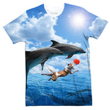 Dog and Dolphins T-Shirt-Shelfies-| All-Over-Print Everywhere - Designed to Make You Smile