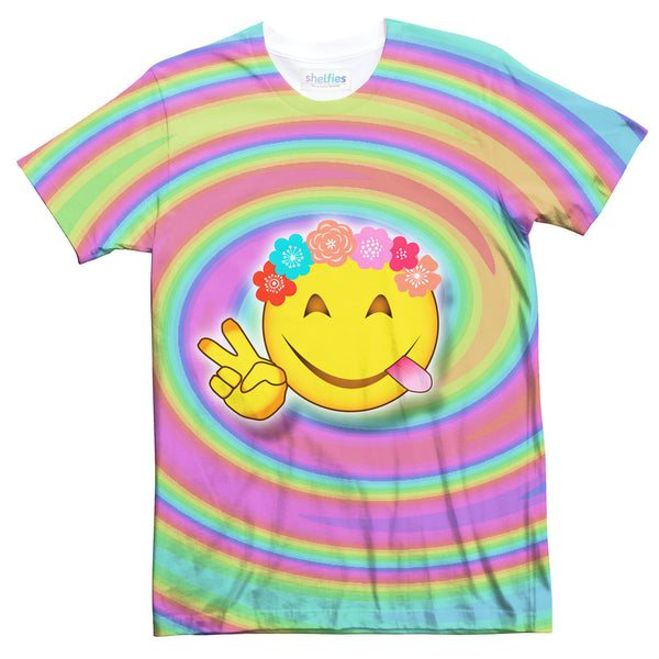 Hippie Emoji T-Shirt-Shelfies-| All-Over-Print Everywhere - Designed to Make You Smile