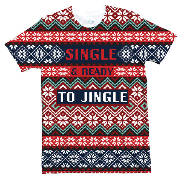 Single & Ready To Jingle T-Shirt-Shelfies-| All-Over-Print Everywhere - Designed to Make You Smile