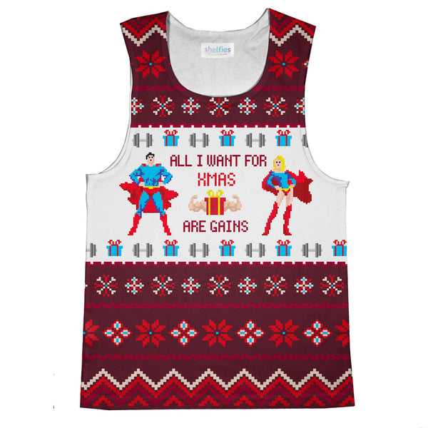 All I Want For Xmas Are Gains Tank Top-kite.ly-| All-Over-Print Everywhere - Designed to Make You Smile